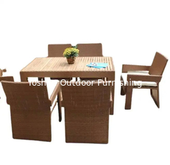 China 7 pcs outdoor patio garden teak wooden dinning set rattan dining chairs---YS4509 supplier