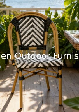 كرسيه مطعم فرنسي كل الطقس رتان ويكر مقهى متجر مقعد طعام مقعد خارجي قابل للتراص