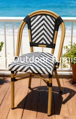 كرسيه مطعم فرنسي كل الطقس رتان ويكر مقهى متجر مقعد طعام مقعد خارجي قابل للتراص
