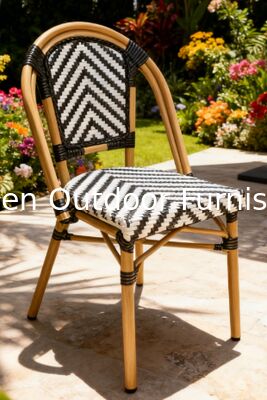 كرسيه مطعم فرنسي كل الطقس رتان ويكر مقهى متجر مقعد طعام مقعد خارجي قابل للتراص