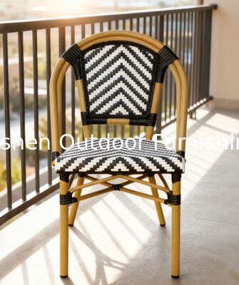 كرسيه مطعم فرنسي كل الطقس رتان ويكر مقهى متجر مقعد طعام مقعد خارجي قابل للتراص