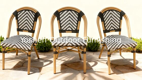 كرسيه مطعم فرنسي كل الطقس رتان ويكر مقهى متجر مقعد طعام مقعد خارجي قابل للتراص