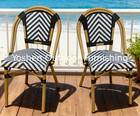 كرسيه مطعم فرنسي كل الطقس رتان ويكر مقهى متجر مقعد طعام مقعد خارجي قابل للتراص