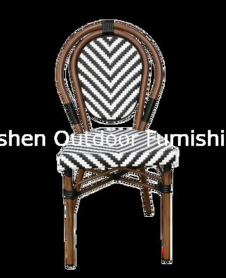 الأثاث الخارجي الروتاني كل الأحوال الجوية كرسي الحديقة الروتاني كرسي البسترو الفرنسي الأثاث الخارجي الأسود والأبيض