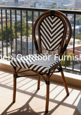 الأثاث الخارجي الروتاني كل الأحوال الجوية كرسي الحديقة الروتاني كرسي البسترو الفرنسي الأثاث الخارجي الأسود والأبيض
