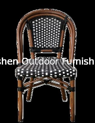 الاستخدام التجاري الكرسي الفرنسي النسيج المنسوج من الروتان الأسود الأبيض المقسم بالفناء كرسي طعام لمقهى مطعم فندق