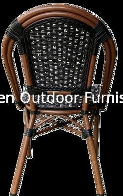 الاستخدام التجاري الكرسي الفرنسي النسيج المنسوج من الروتان الأسود الأبيض المقسم بالفناء كرسي طعام لمقهى مطعم فندق