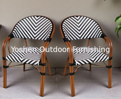 Yoshen Black and White Outdoor Furniture French Style Bistro Dining Arm Chair