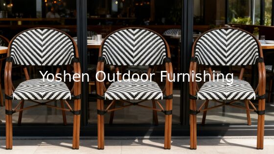 Yoshen Black and White Outdoor Furniture French Style Bistro Dining Arm Chair