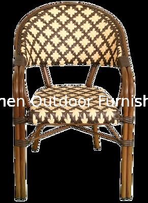 كرسي مقهى فرنسي هندسي على طراز باريسي من الخيزران لتناول الطعام في الهواء الطلق