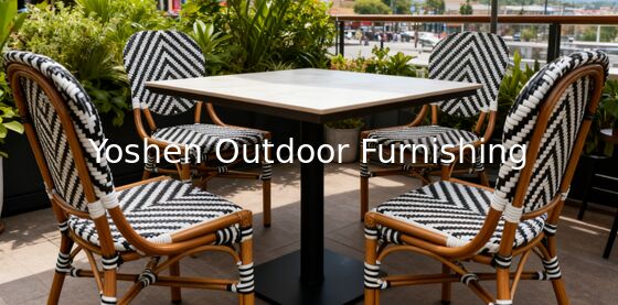 كرسي مطعم خارجي فرنسي من الراطان الألومنيوم الخيزران الإطار الملوّن أساطير الزيبرا مع الشرائط الأسود الأبيض كرسي خارجي