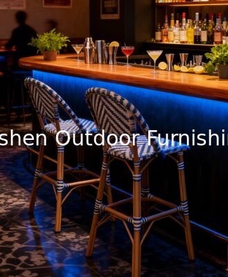 كراسي بار ومقاعد مطبخ على طراز البيسترو الفرنسي باللونين الأزرق والأبيض، كرسي على طراز البحر الأبيض المتوسط مع ظهر للفنادق والنوادي