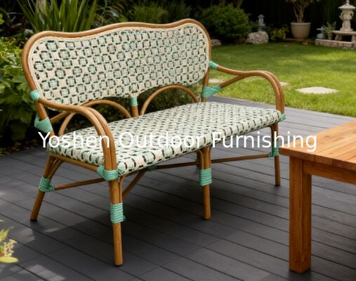 فرنسي مطعم روتان مقعد ضيافة مع دعم الظهر ومقاعد الذراعين لمربع حديقة العشب