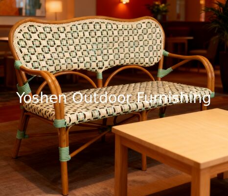 فرنسي مطعم روتان مقعد ضيافة مع دعم الظهر ومقاعد الذراعين لمربع حديقة العشب