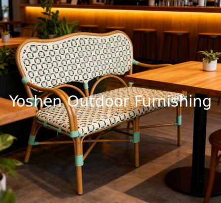 فرنسي مطعم روتان مقعد ضيافة مع دعم الظهر ومقاعد الذراعين لمربع حديقة العشب
