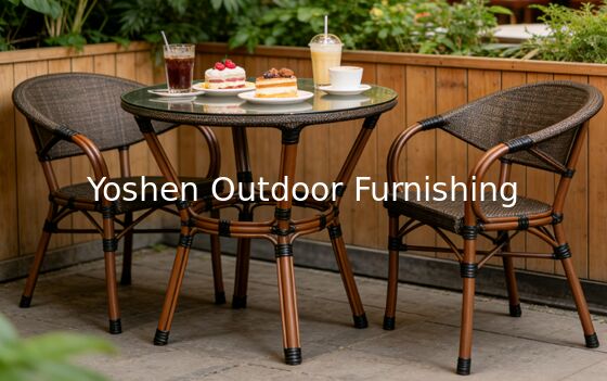 طاولة طعام ألومنيوم رتانية خارجية مزودة بمقاعد 2 مقعد مع قمة زجاجية حديقة أرضية بالاكوني شرفة