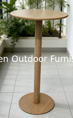 طاولة بار خارجية مع سطح من الألومنيوم بلون ذهبي شامبين للشرفة والتراس ومنطقة الاسترخاء بتصميم بسيط