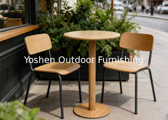 طاولة بار خارجية مع سطح من الألومنيوم بلون ذهبي شامبين للشرفة والتراس ومنطقة الاسترخاء بتصميم بسيط