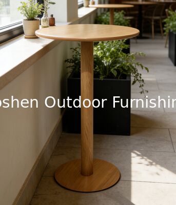 طاولة بار خارجية مع سطح من الألومنيوم بلون ذهبي شامبين للشرفة والتراس ومنطقة الاسترخاء بتصميم بسيط