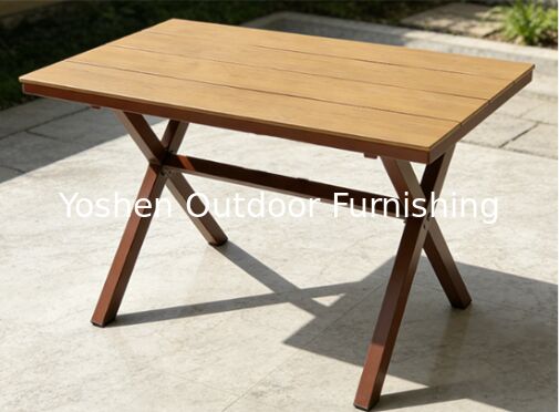 طاولة طعام بيضاوية من الراتان بإطار من الألومنيوم المتين تتسع لـ 6 أشخاص في الهواء الطلق للفنادق والمنتجعات والساحات