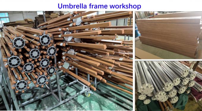 مظلة بيضاء بقطب متين من الفولاذ المقاوم للصدأ بطول 8.5 قدم، مظلة خفيفة الوزن على شكل معبد، مظلات خارجية 17