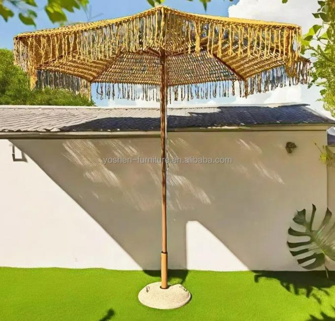 9 أقدام أصفر INS Trend Resort مظلة مظلة من النسيج الخيوطية 0