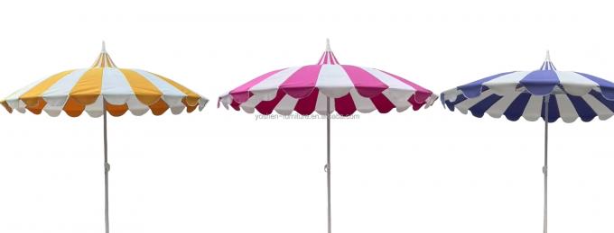 8.5 أقدام من الفولاذ المقاوم للصدأ الباغودا المظلة فناء الألياف الزجاجية ضلع الشاطئ المظلة الأحمر والأبيض الباغودا المظلة 4