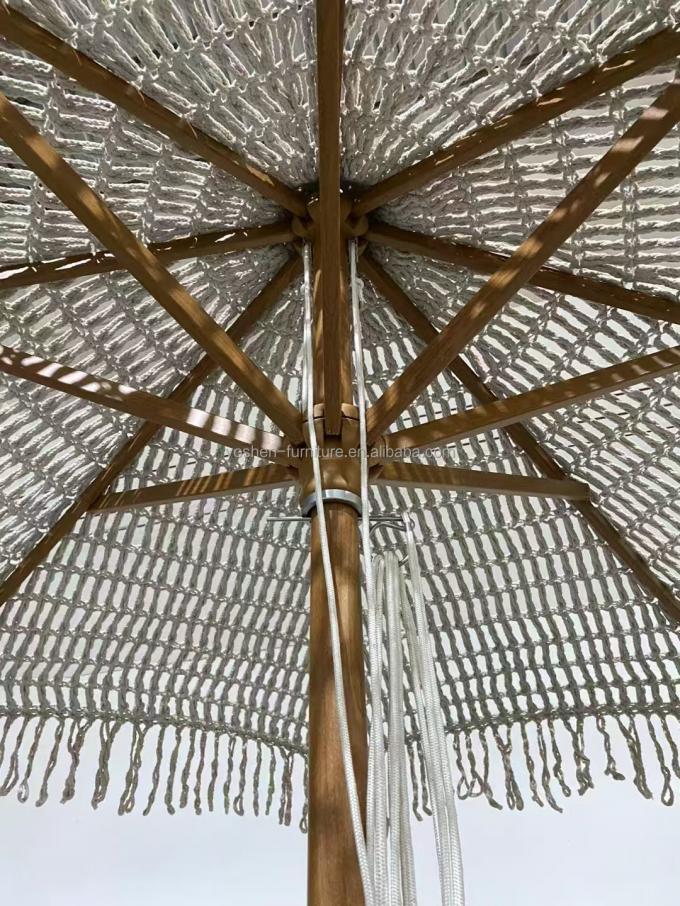 مظلة شاطئ بوهيمية على طراز مظلة خارجية معلقة بحبل بطول 9 أقدام، مظلة شاطئ مكرمية خارجية، مظلة شمسية 4