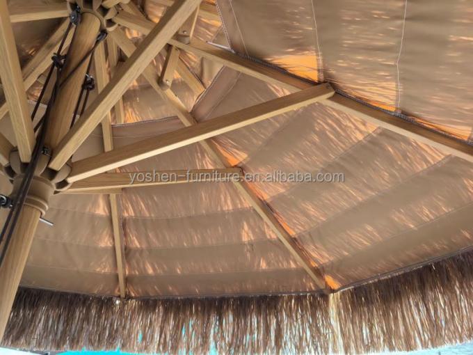 مظلة شاطئ من القش الاصطناعي 9 أقدام 8 أضلاع بلاستيكية مظلة تيكي من القش الشاطئ الرملي المظلة القشية مع الحواف 5