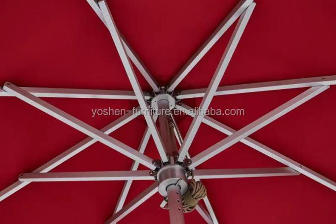 غطاء مظلة أحمر مقاوم للماء من البوليستر بطول 8 أقدام، مظلة فناء خارجية بعمود أوسط من الألومنيوم، مظلة نزهة 2