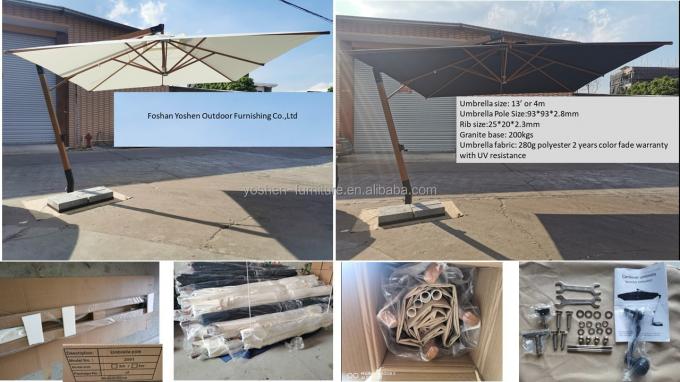 مظلة شاطئية مقاومة للرياح شديدة التحمل بطول 13 قدمًا، مظلة خارجية كبيرة مربعة معلقة مع أهداب 1