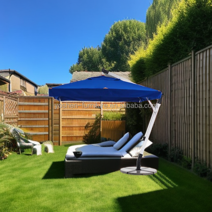 مظلة حمام سباحة فناء مقاومة للماء حديقة مقهى شمسية شعار مخصص مظلة شاطئ معلقة مع هامش 2