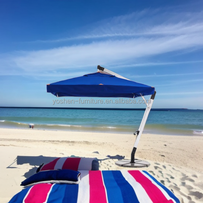 مظلة حمام سباحة فناء مقاومة للماء حديقة مقهى شمسية شعار مخصص مظلة شاطئ معلقة مع هامش 3